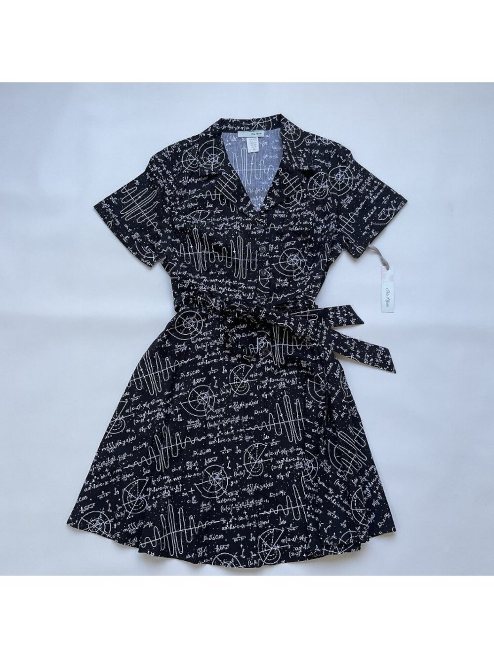 Eva Rose Women’s Math Printed All-over Shirt Dress In Black Size XL